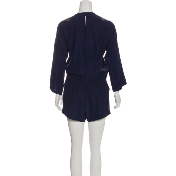 NWT Parker Silk Navy Blue Stud Shoulder Romper - Picture 3 of 9